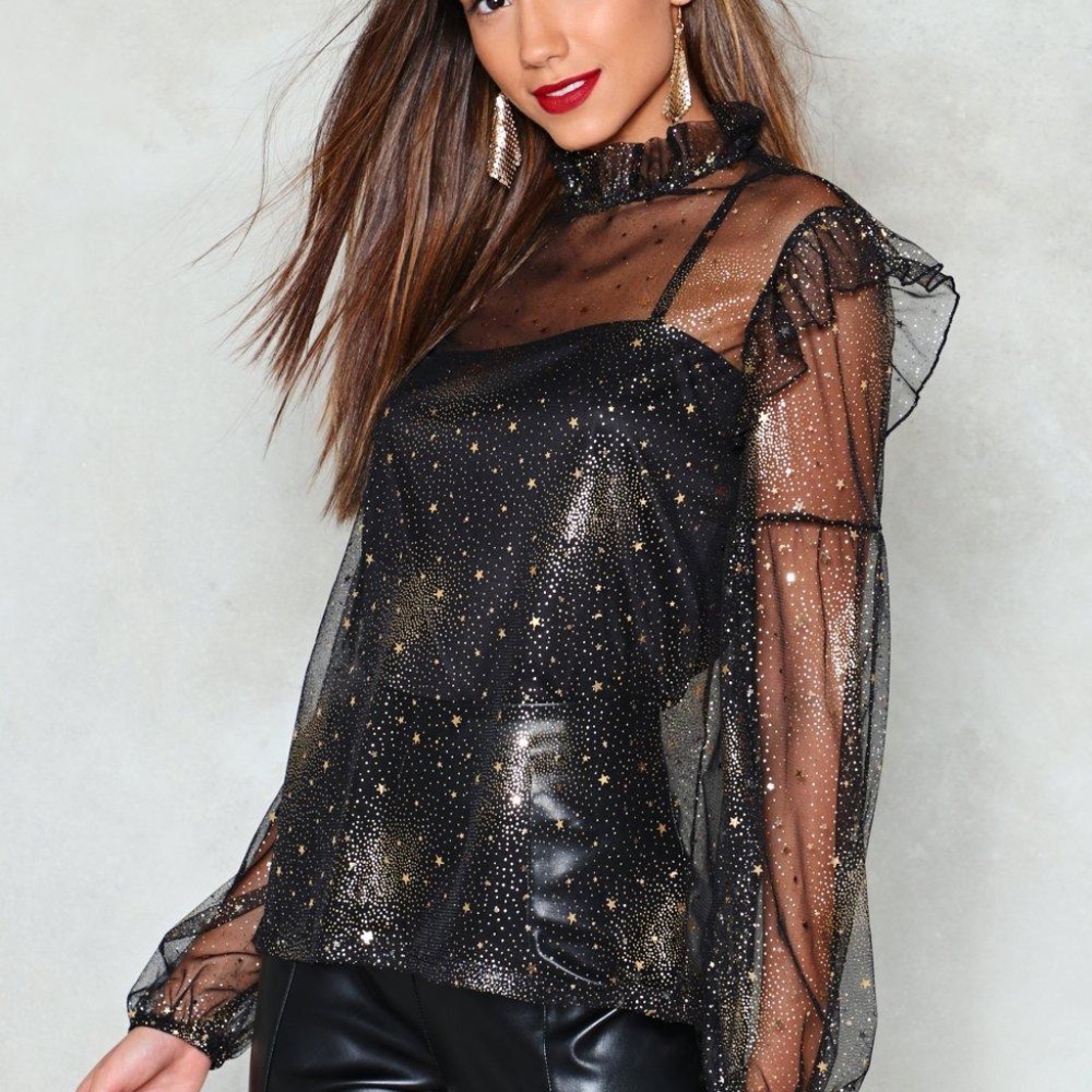 Nasty Gal You Wish Star Mesh Top